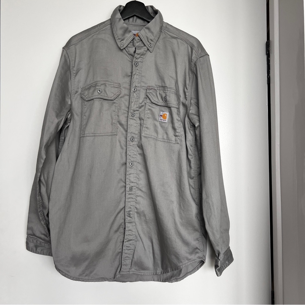 Carhartt Gray Button-Up Shirt - Fire Resistant